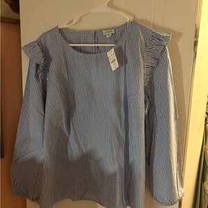 Blue and White Striped Blouse
